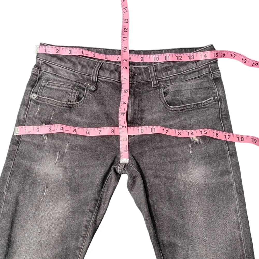 R13 Distressed Boy Skinny Ripped in Black Gray Medium Rise R13W0088 212 Jeans 25 - Picture 9 of 16
